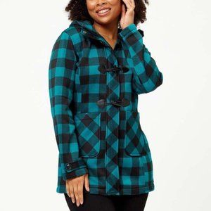 NWT Chill | Black & Peacock Buffalo Check Fleece Toggle Accent Jacket - LARGE